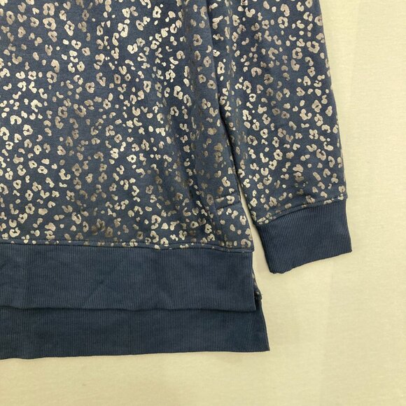 New Jane and Delancey Medium Navy Metallic Leopard Print Stretch Sweatshirt - Picture 4 of 10